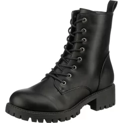 Verstärkte Schnürstiefeletten Mit Anziehschlaufe Schnürstiefeletten - Schwarz