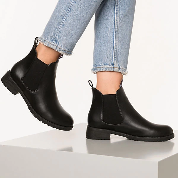Vegane Classic Chelsea In Leder Optik Mit Farbakzent Chelsea Boots 2 Vegane Classic Chelsea In Leder Optik Mit Farbakzent Chelsea Boots – Bild 2