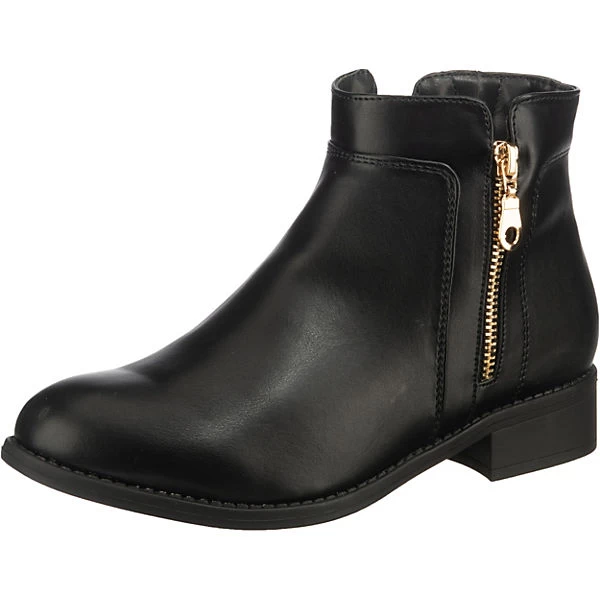Gold Zipper Stiefeletten - Schwarz 1 Gold Zipper Stiefeletten - Schwarz