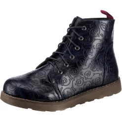 Shiny Floral Schnürstiefeletten - Dunkelblau