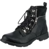 Lace-Up Boots Mit Zip Detail - Schwarz