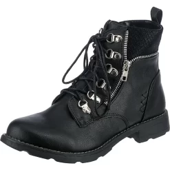 Lace-Up Boots Mit Zip Detail - Schwarz