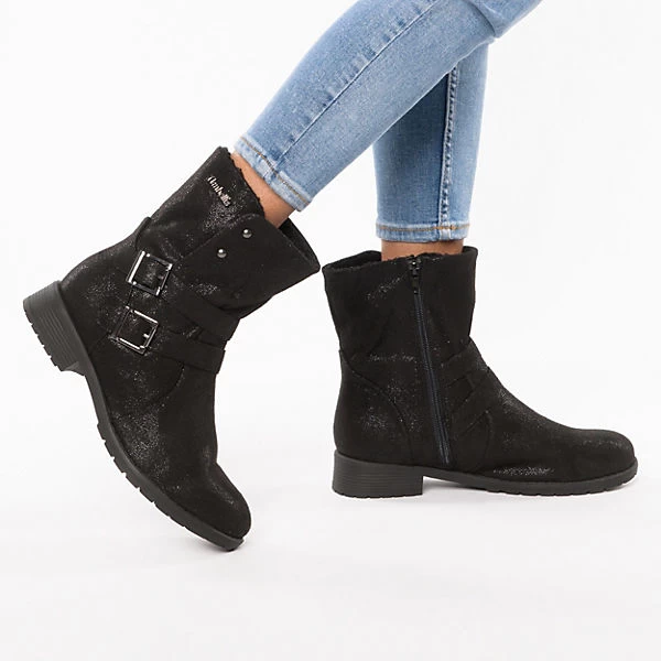 Black Glitter Winterstiefeletten - Schwarz 2 Black Glitter Winterstiefeletten - Schwarz – Bild 2