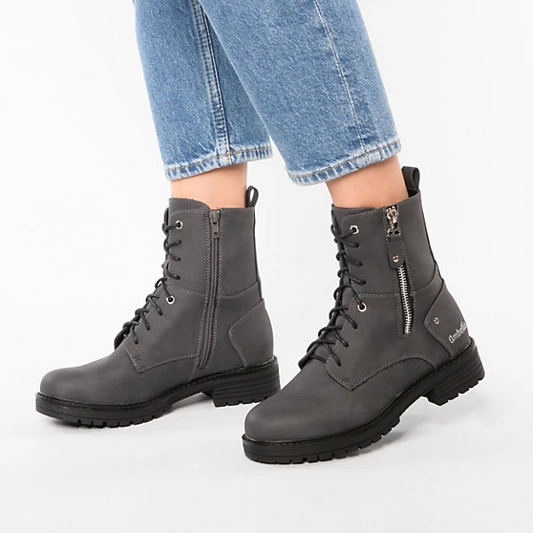 Schnürstiefeletten Mit Warmfutter - Grau 2 Schnürstiefeletten Mit Warmfutter - Grau – Bild 2