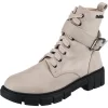 Buckle Lace-Up Boots - Creme