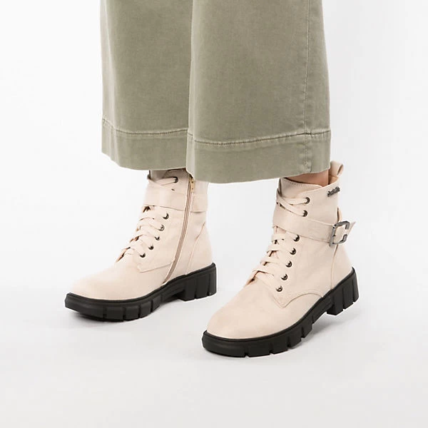 Buckle Lace-Up Boots - Creme 2 Buckle Lace-Up Boots - Creme – Bild 2