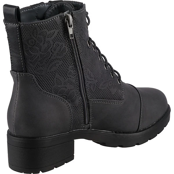 Schnürstiefel Mit Zipper Und Blumen Detail - Grau 5 Schnürstiefel Mit Zipper Und Blumen Detail - Grau – Bild 5
