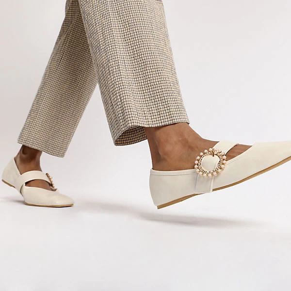 Trendy Spangenballerinas - Offwhite 2 Trendy Spangenballerinas - Offwhite – Bild 2